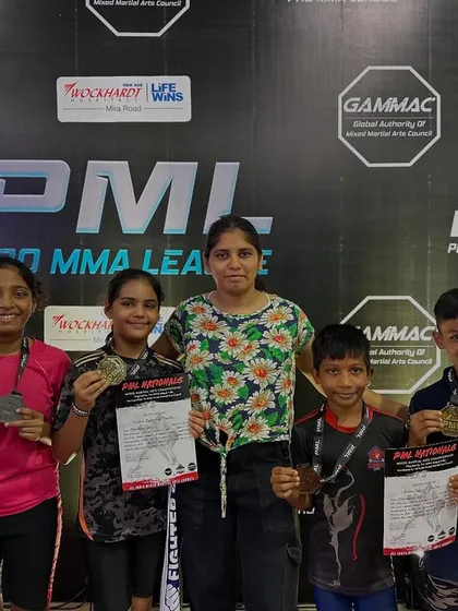 Our young warriors with their medals and certificates at the PML Pro MMA League event. We ensure our fighters get the recognition they deserve for their hard work.