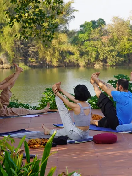 We begin our mornings with Hatha yoga on the riverside patio, synchronizing our breath with the gentle sounds of nature. Our classes are designed for all levels, focusing on building strength and finding balance.
