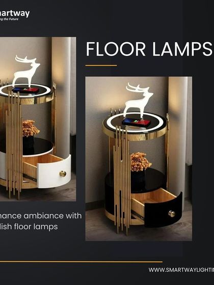 This stylish floor lamp doubles as a side table with a drawer. It's a smart and elegant solution for small spaces, providing both light and storage.