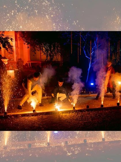 The fun of lighting fireworks during Diwali, a candid shot of the celebration.