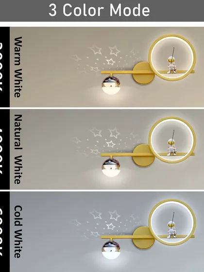 The astronaut wall light for kids' rooms also has the 3-color mode, so you can choose a soft warm light for bedtime or a brighter light for playtime.