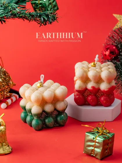 These bubble candles in festive red, green, and white are a modern and fun addition to your Christmas decor.