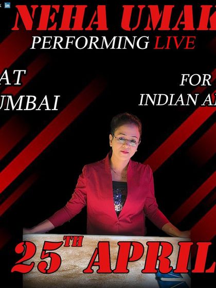A poster for my show in Mumbai for the Indian Army. The bold red and black design conveys the power and drama of my patriotic storytelling.