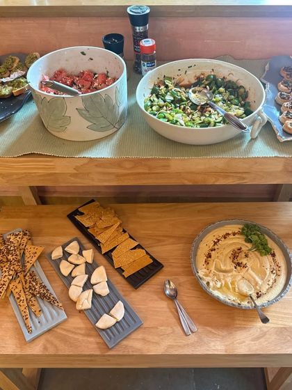 A delicious spread of food served during one of our workshops. We believe that good food and good company are the perfect companions to a creative session.