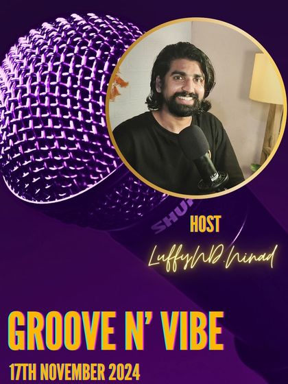 Our charismatic host, Luffy/Ninad, who keeps the energy high and the vibes positive at our 'Groove n' Vibe' open mic nights.