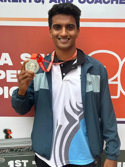 Congratulations to Poornachandra for securing a silver medal in the Junior Men's NR Pistol event at the state championship. His focus and calm under pressure really paid off.