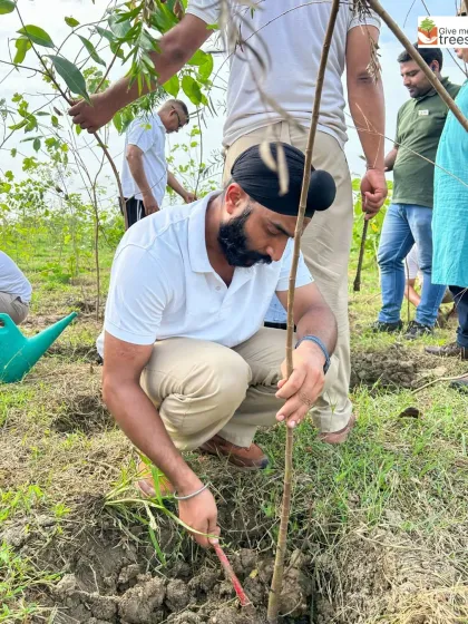 An ITBP officer participates in the plantation drive, demonstrating leadership and a commitment to greening their premises. When leaders participate, it inspires others to join in.