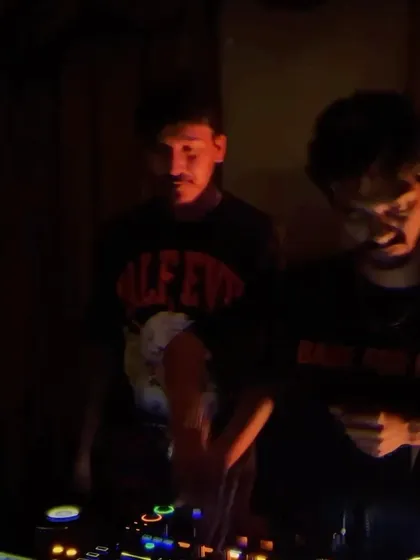 Me and my buddy getting ready for our b2b set at the Optikal Asylum gathering.
