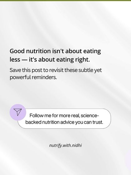 Good nutrition isn't about eating less, it's about eating right. This is a powerful reminder to focus on nourishing your body with the right foods instead of just restricting calories.