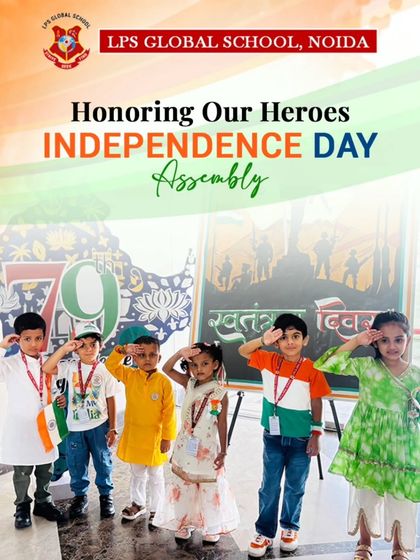 Honoring our heroes during the Independence Day assembly. Our youngest students salute the flag, learning the values of patriotism and respect from an early age.