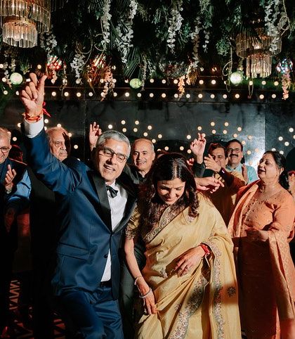 The older generation showing everyone how it's done on the dance floor! A sangeet is all about this infectious energy and bringing family together for a night of 'nach gana'.