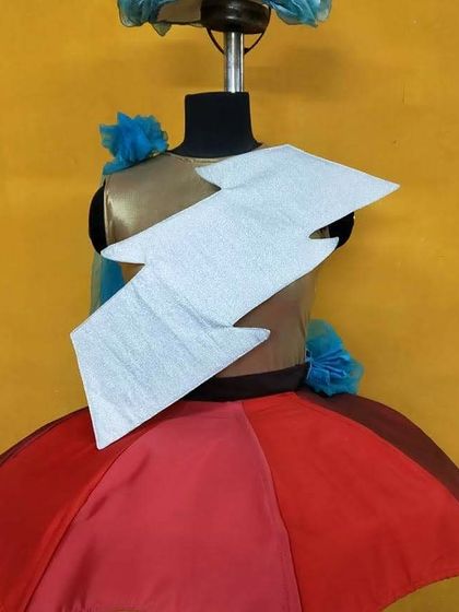 Another angle of the student's creative project, this time using an umbrella as the base for the skirt. This demonstrates how we encourage students to use draping and construction techniques on unusual forms.