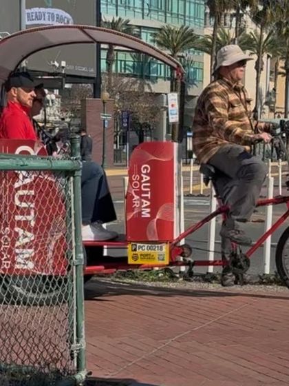 Our branding on pedicabs at the Intersolar USA event in San Diego. Our presence was unmissable as we showcased our cutting-edge solar solutions.