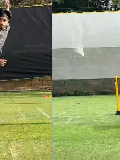 This before and after shows the result of two months of off-season work. We corrected this leg spinner's poor stride alignment and body collapse, leading to a complete and powerful finish.