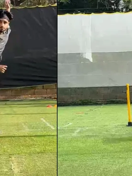 This is a duplicate of 163, reinforcing the significant improvement in the bowler's front foot alignment and overall stability.