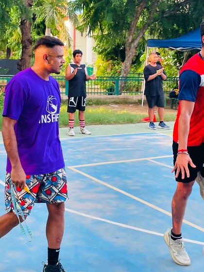 Watching one of the players demonstrate a drill during our workshop. It's a community where everyone learns from each other.