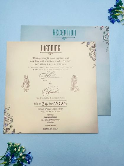 The details of your celebration, presented with elegance. The inserts use clean typography and subtle floral accents to carry the design through every piece of your wedding stationery.