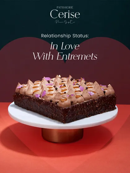 Relationship Status: In Love With Entremets. This cake, with its intricate piping and crunchy exterior, is easy to fall for.