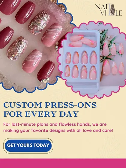 Introducing our custom handmade press-on nails. Perfect for last-minute plans or trying a new style, I create these sets with the same care and detail as my in-salon services. Get your favorite designs, ready to go when you are.