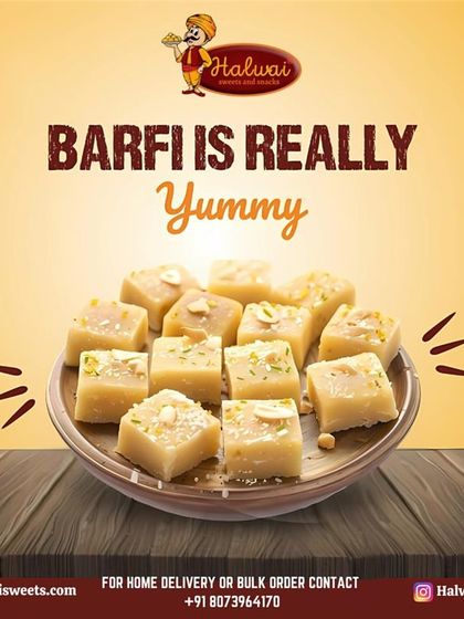 Bite into bliss with my yummy Barfi. Each piece is a taste of tradition wrapped in sweetness.