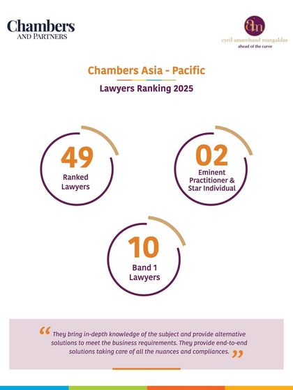 A summary of our firm's achievements in the Chambers Asia-Pacific 2025 rankings, with 49 ranked lawyers and 10 'Band 1' lawyers, underscoring our deep expertise.