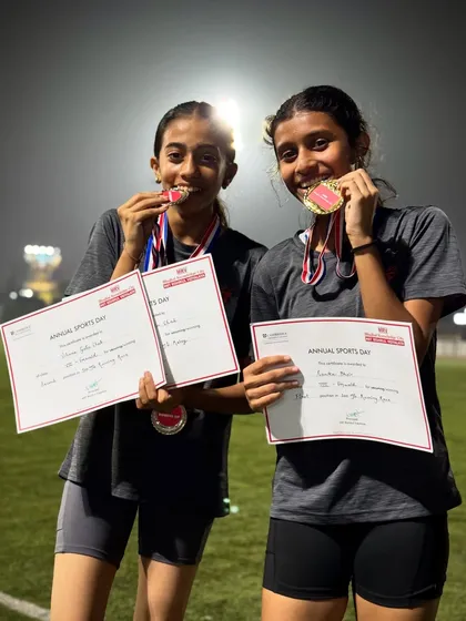 Teammates and winners. Sanika and Vihana Gala celebrating their gold and silver medals together. This is what being stronger together looks like.