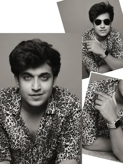 A collage of shots from a studio session in a cheetah print shirt. This shows different expressions and angles from the same shoot, highlighting my versatility in front of the camera.