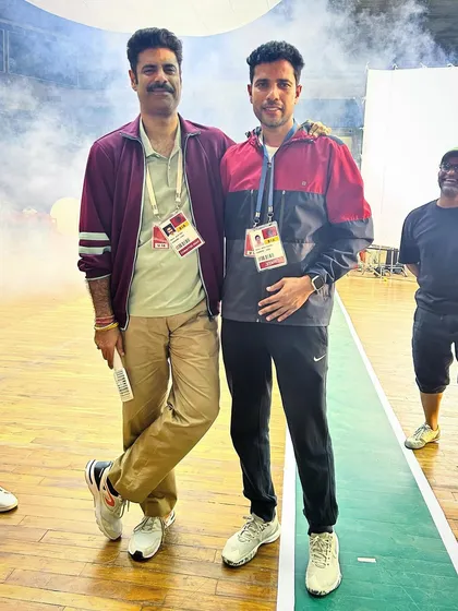 On set for the Sunfeast Biscuits ad with the talented actor Sikandar Kher. It's always exciting to see how the world of sports and media can come together.