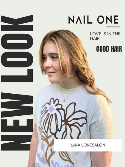 This graphic featuring a client with a fresh new look. We believe that good hair is an expression of love for yourself.