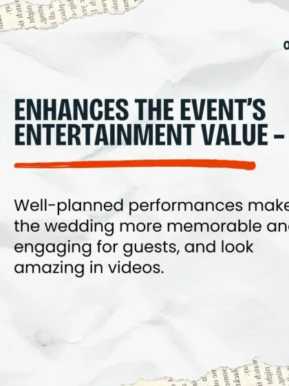Reason 5: A choreographer enhances the event's entertainment value. Well-planned performances make the wedding more memorable for guests and look amazing in your wedding videos.