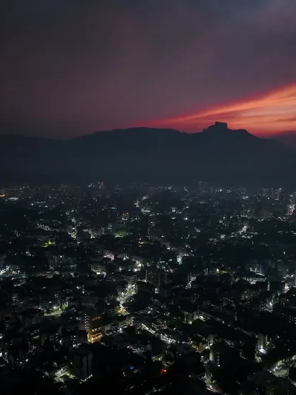 The silhouette of the mountains against the twilight sky over Badlapur. A peaceful end to the day in my hometown.