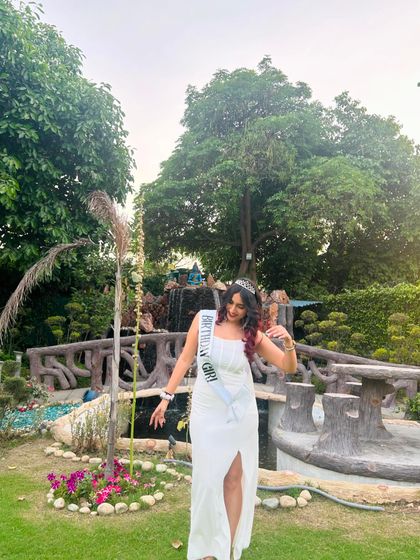 A happy, dancing shot from my birthday. I love sharing these joyful and personal moments with my followers.