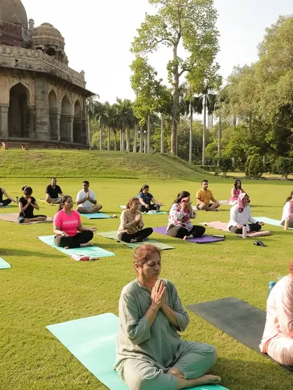 The group meditating together. The sense of community extends to our recovery sessions as well.