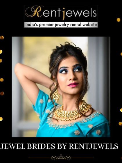The joy of wearing the perfect jewelry. This model showcases a beautiful gold-plated Kundan choker that adds a touch of sunshine to her look.