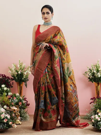 Another full view of this stunning narrative saree, a true collector's piece.