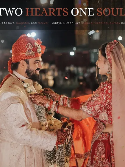 The exchange of garlands is a pivotal moment in any Indian wedding. We capture this with a focus on the couple's interaction, with the soft glow of sparklers in the background adding a touch of magic to their special day.