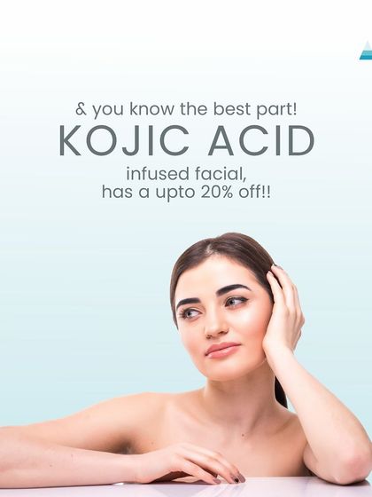 The best part? Our Kojic Acid infused facial, perfect for tackling dark spots and uneven tone, has a special discount of up to 20% off.
