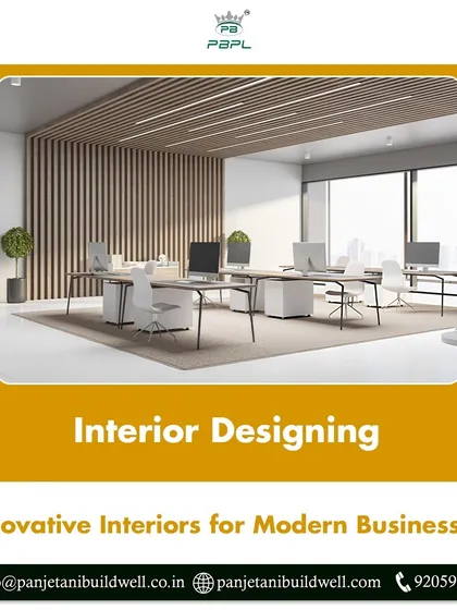 We deliver innovative interiors for modern businesses. This render of a private office demonstrates our use of wood slat ceilings, minimalist furniture, and large windows to create a bright, professional, and high-end workspace.