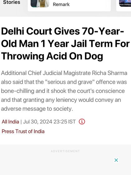 A screenshot from NDTV news reporting on the landmark judgment. The court sentenced a 70-year-old man to a one-year jail term for the acid attack on Coco, a case I proudly fought pro bono.