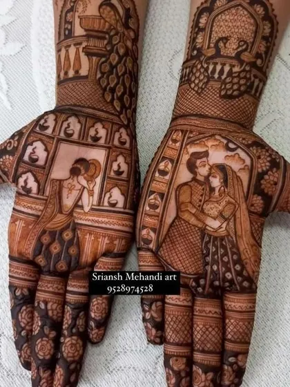 A romantic moment captured forever in henna. I specialize in creating these custom couple portraits, focusing on the expressions and details that make your relationship unique. This is more than a design; it's a memory.