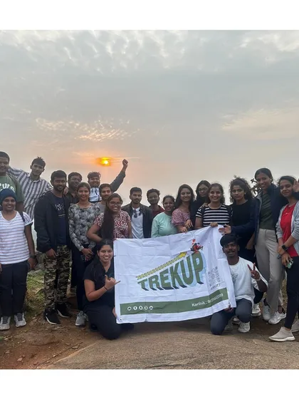 Another shot of our happy group at the Huthridurga sunrise trek.
