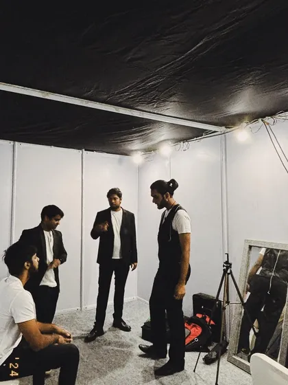 A candid moment backstage before our show for ABInBev. We are a professional and organized team, ensuring everything is set for a great performance.