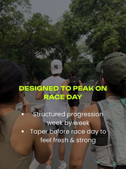 The entire program is designed for you to peak on race day. We use structured progression and a taper period so you feel fresh and strong at the start line.
