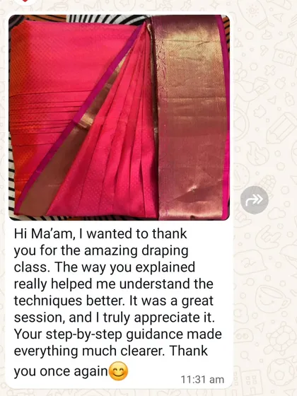 I am so grateful for the kind words from my students. It makes me happy to know that my step-by-step guidance in my draping classes is helpful and makes learning easy.