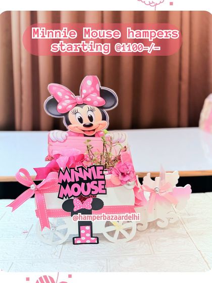 Our Minnie Mouse cart hampers are a magical way to say thank you to your little guests.