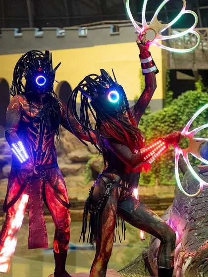 Step into the future with our Alien-themed LED show. Featuring two performers in custom-designed costumes with glowing masks and pixel props, this act is perfect for sci-fi themes, tech events, and futuristic parties.