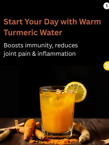 Hack 1: Start your day with warm turmeric water. This simple drink boosts immunity, reduces joint pain, and is a powerful anti-inflammatory.