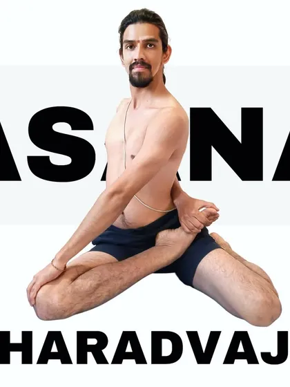 Bharadvajasana is a deep seated twist dedicated to the sage Bharadvaja. It requires significant flexibility in the spine and knees and is a powerful pose for releasing tension.