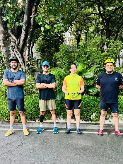 The group lined up for a photo. The camaraderie and teamwork are what make our weekend rides special.