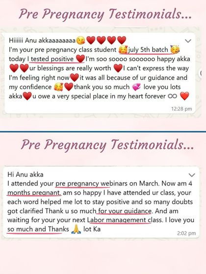 From getting a positive test to looking forward to the labor management class, these testimonials show the full journey of support I offer.